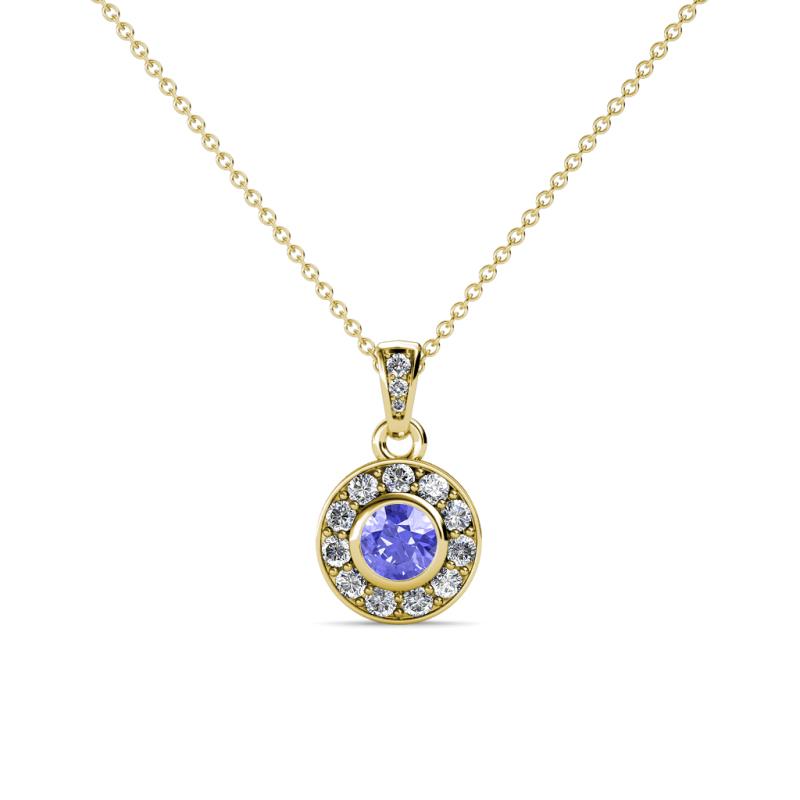 Aazia Tanzanite and Diamond Circle Halo Pendant 