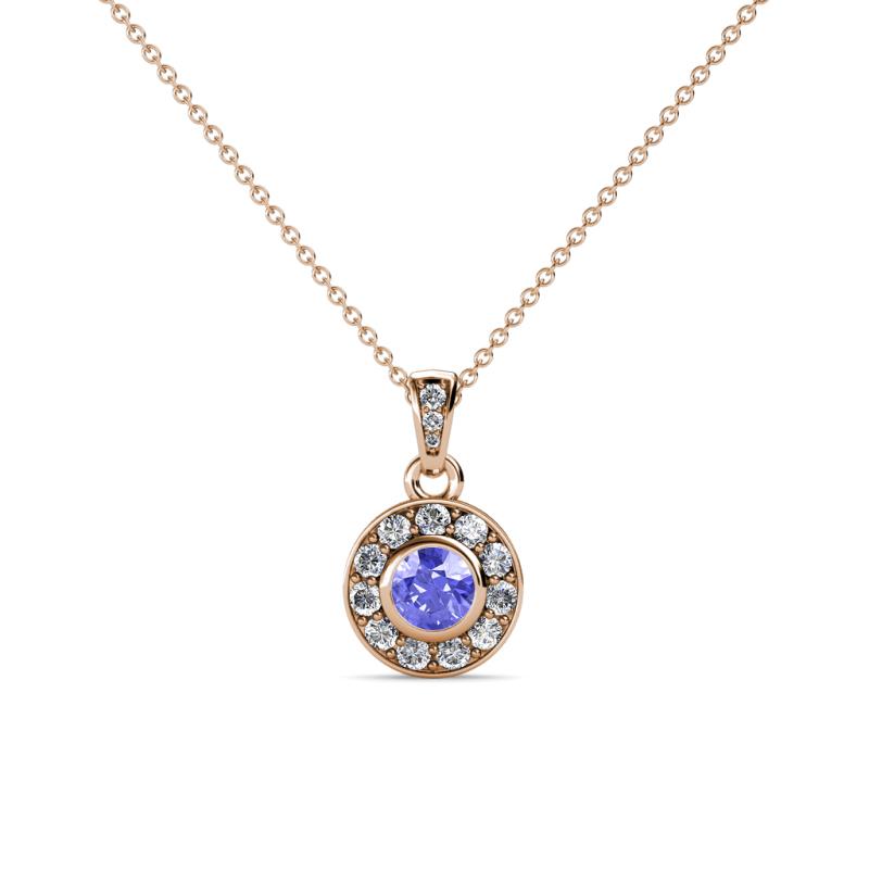 Aazia Tanzanite and Diamond Circle Halo Pendant 