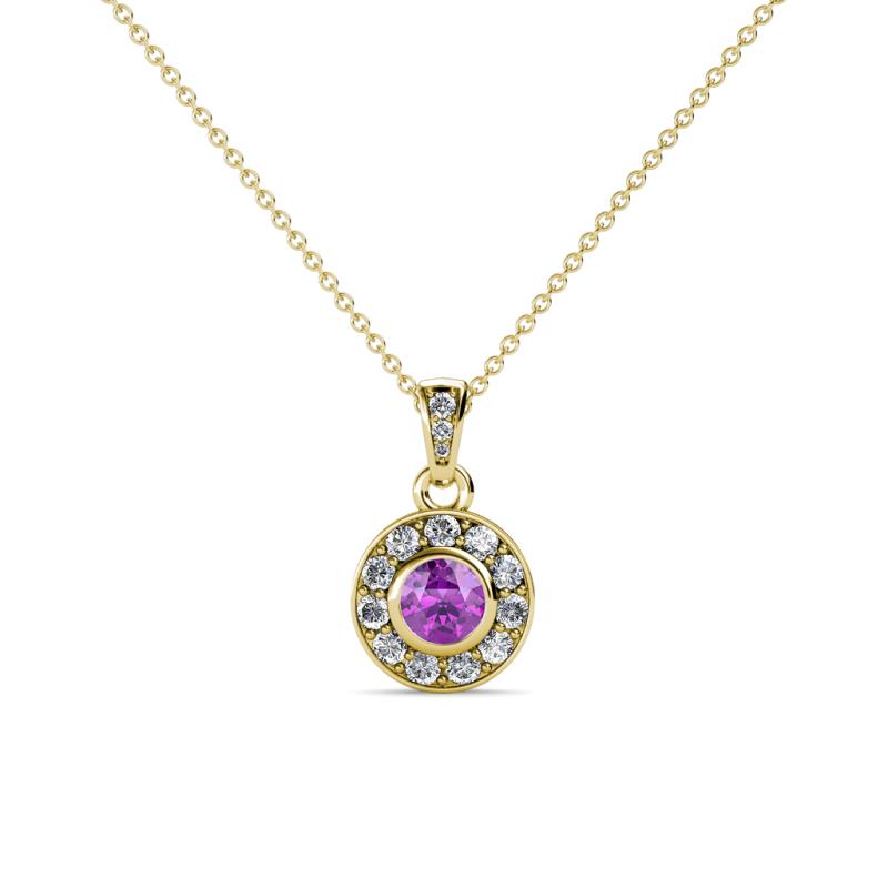 Aazia Amethyst and Diamond Circle Halo Pendant 