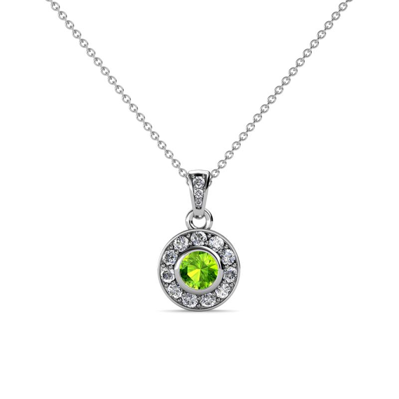 Aazia Peridot and Diamond Circle Halo Pendant 