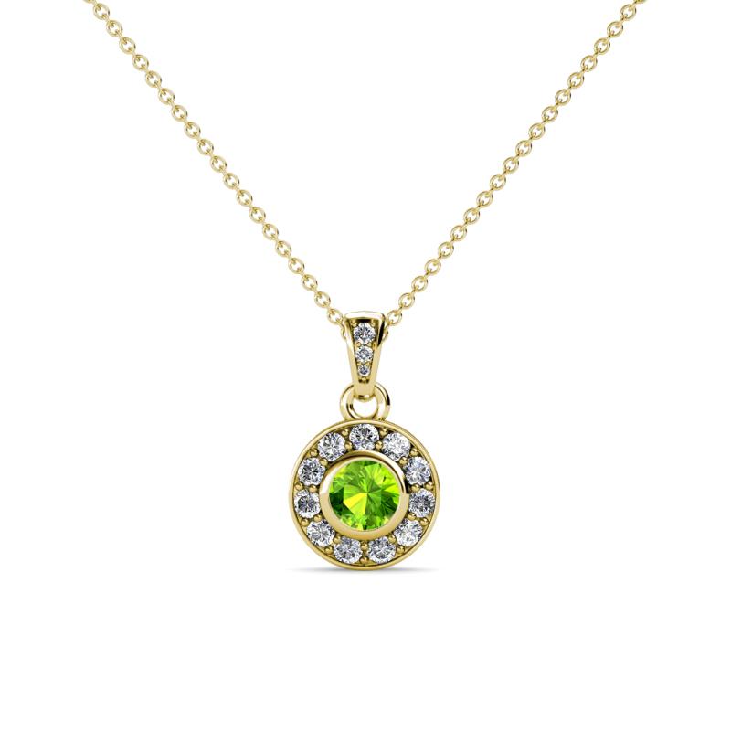 Aazia Peridot and Diamond Circle Halo Pendant 