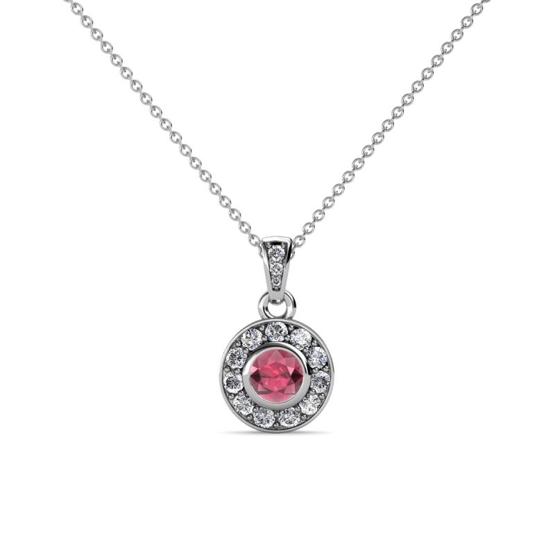 Aazia Rhodolite Garnet and Diamond Circle Halo Pendant 