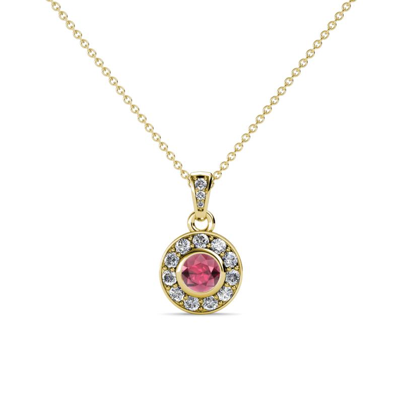 Aazia Rhodolite Garnet and Diamond Circle Halo Pendant 