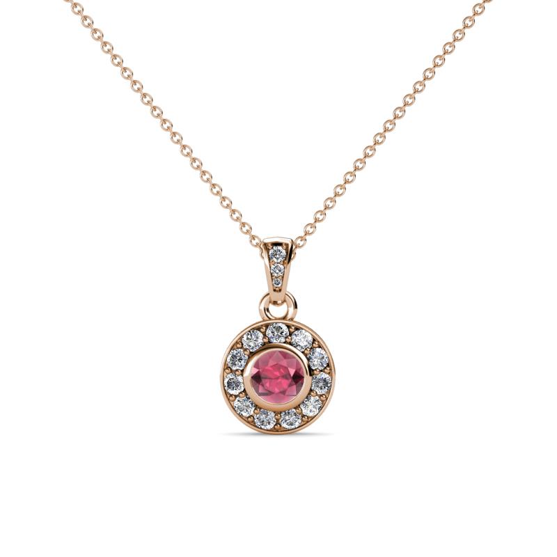 Aazia Rhodolite Garnet and Diamond Circle Halo Pendant 