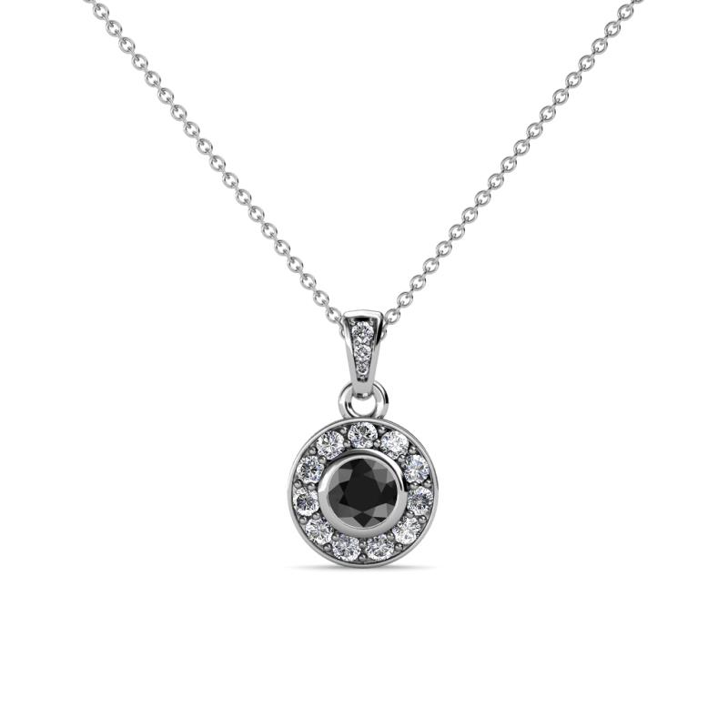 Aazia Black and White Diamond Circle Halo Pendant 