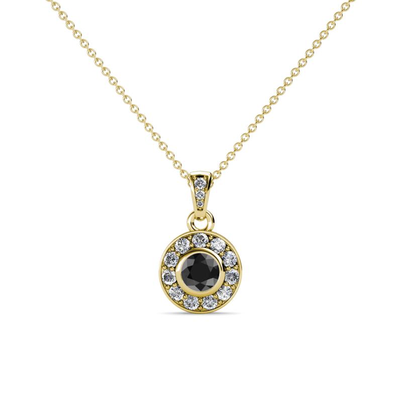 Aazia Black and White Diamond Circle Halo Pendant 