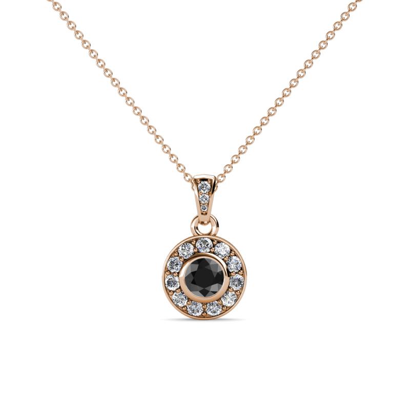 Aazia Black and White Diamond Circle Halo Pendant 