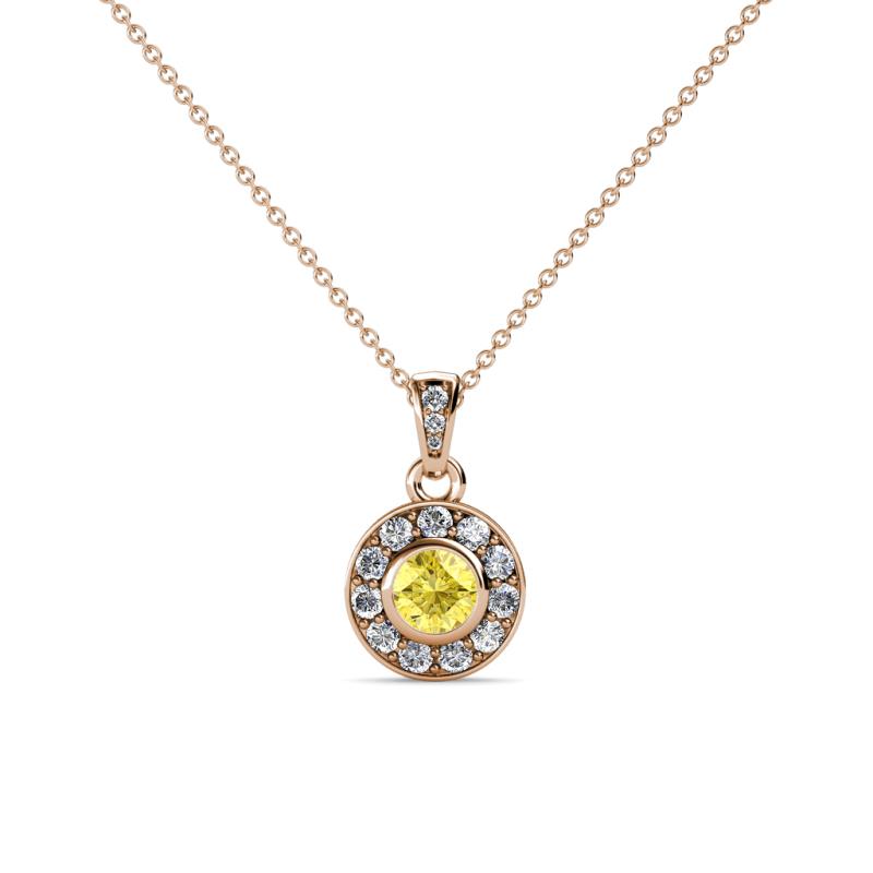 Aazia Yellow Sapphire and Diamond Circle Halo Pendant 
