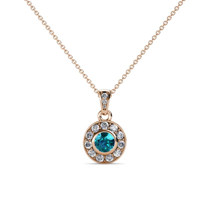 Aazia London Blue Topaz and Diamond Circle Halo Pendant 