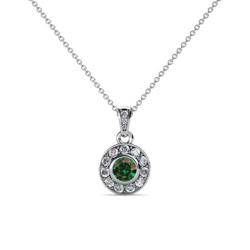 Aazia Diamond and Lab Created Alexandrite Circle Halo Pendant 