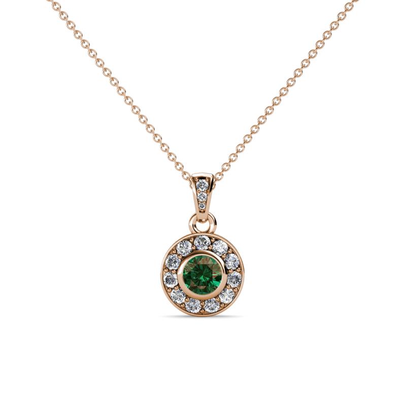 Aazia Diamond and Lab Created Alexandrite Circle Halo Pendant 