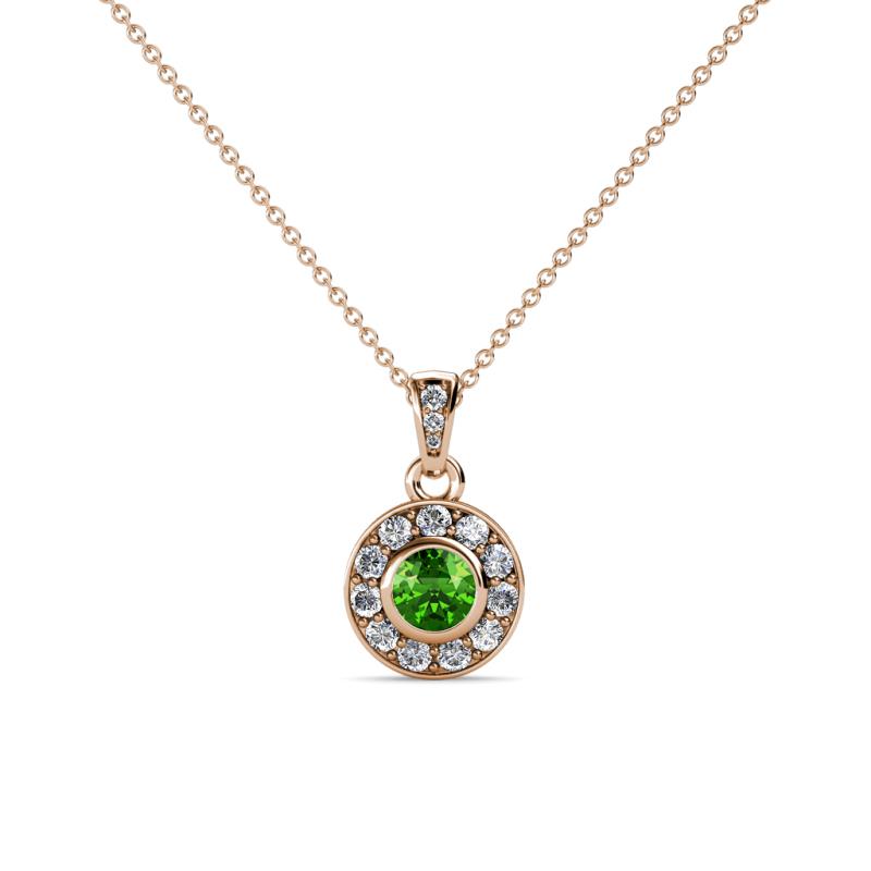 Aazia Green Garnet and Diamond Circle Halo Pendant 