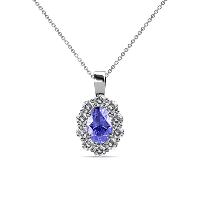 Cadena Tanzanite and Diamond Halo Pendant 
