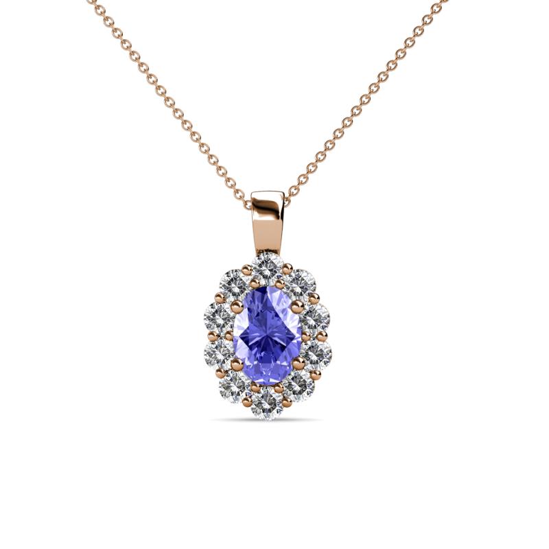 Cadena Tanzanite and Diamond Halo Pendant 