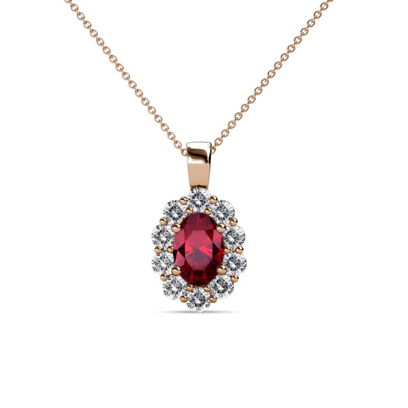 Cadena Ruby and Diamond Halo Pendant 
