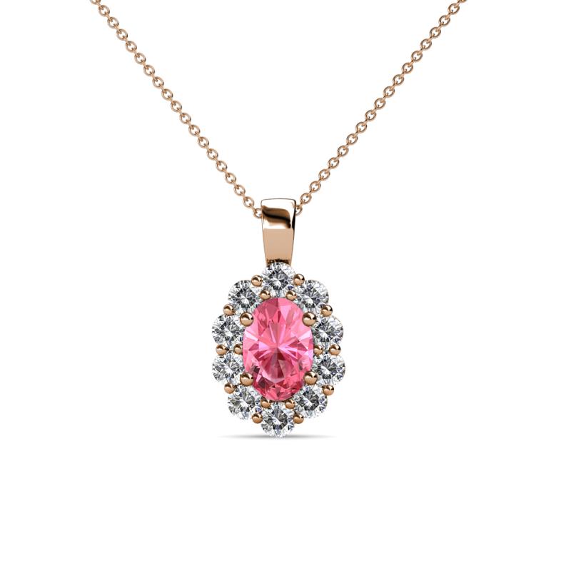 Cadena Pink Tourmaline and Diamond Halo Pendant 