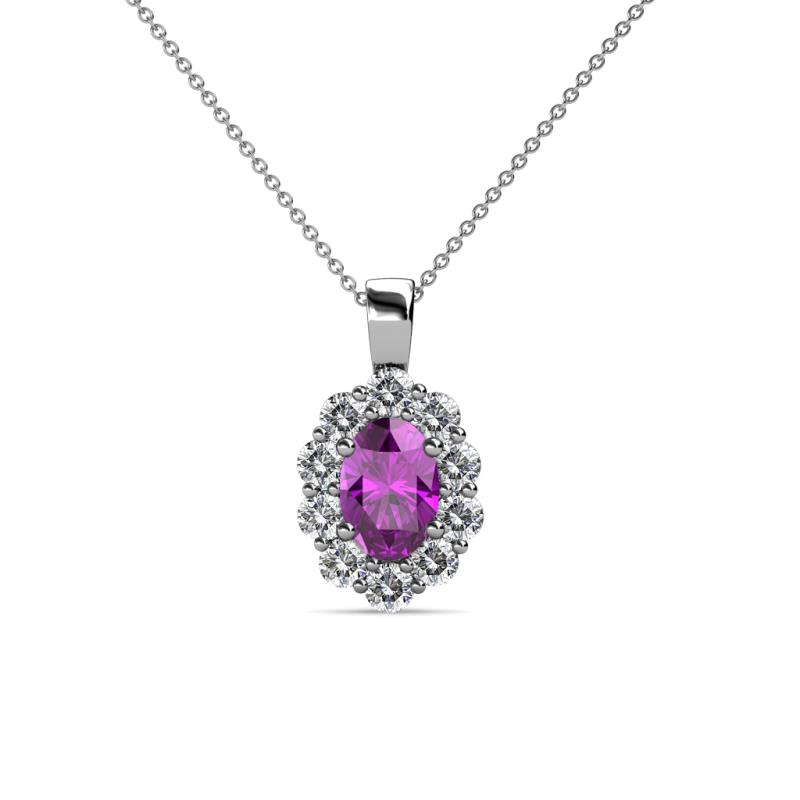 Cadena Amethyst and Diamond Halo Pendant 