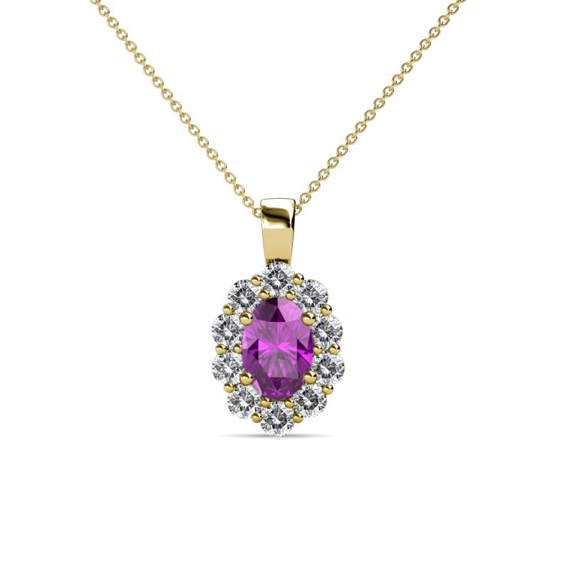 Cadena Amethyst and Diamond Halo Pendant 