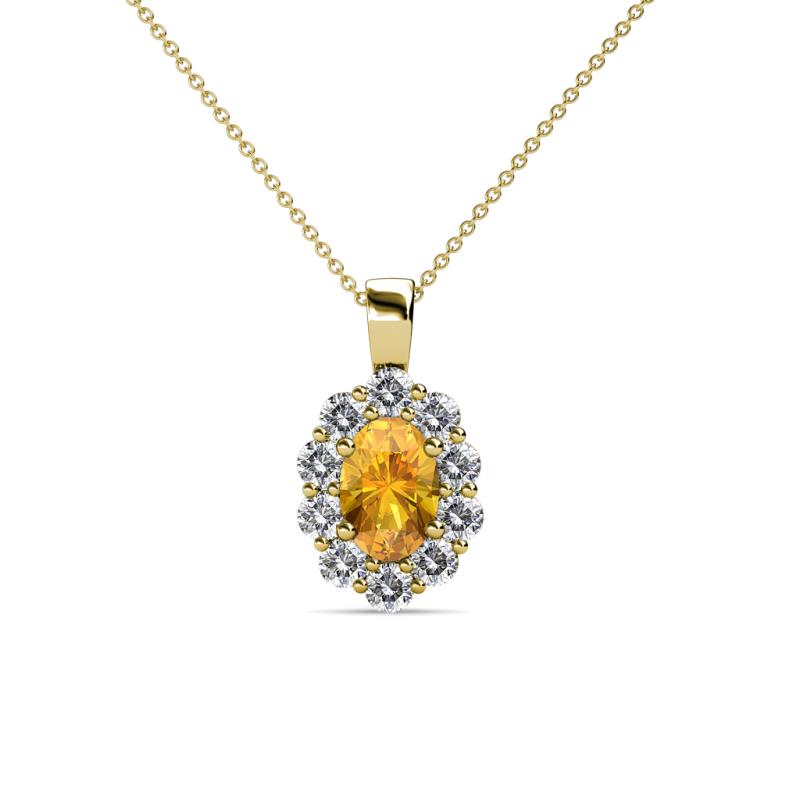 Cadena Citrine and Diamond Halo Pendant 