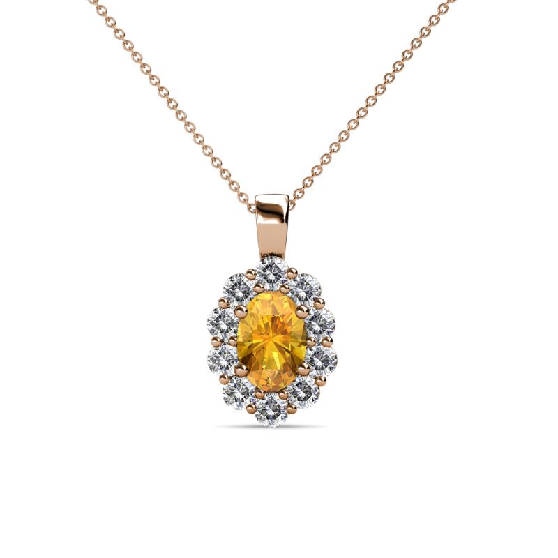 Cadena Citrine and Diamond Halo Pendant 