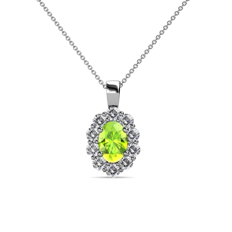 Cadena Peridot and Diamond Halo Pendant 
