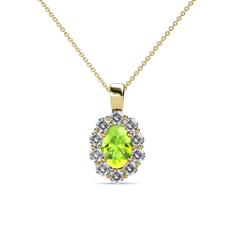 Cadena Peridot and Diamond Halo Pendant 