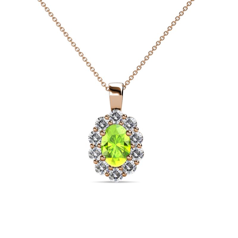 Cadena Peridot and Diamond Halo Pendant 