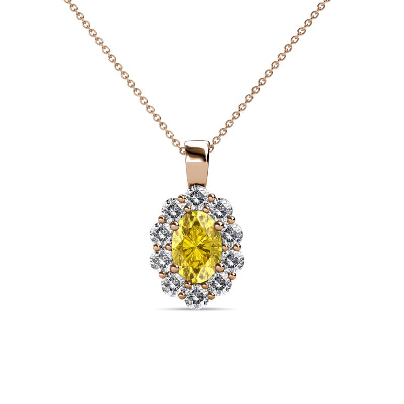 Cadena Yellow Sapphire and Diamond Halo Pendant 