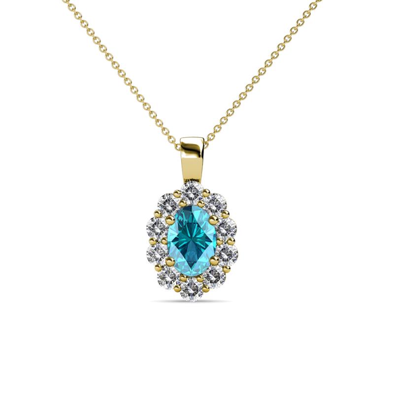 Cadena London Blue Topaz and Diamond Halo Pendant 