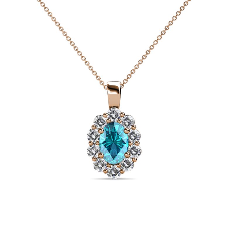 Cadena London Blue Topaz and Diamond Halo Pendant 
