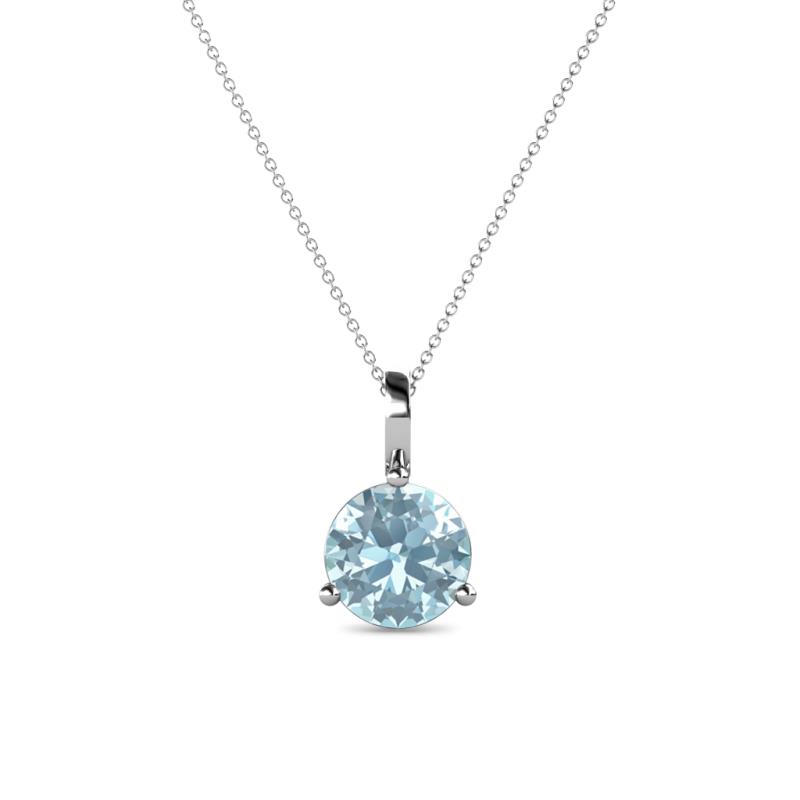 Sheryl 6.50 mm Aquamarine Solitaire Pendant 