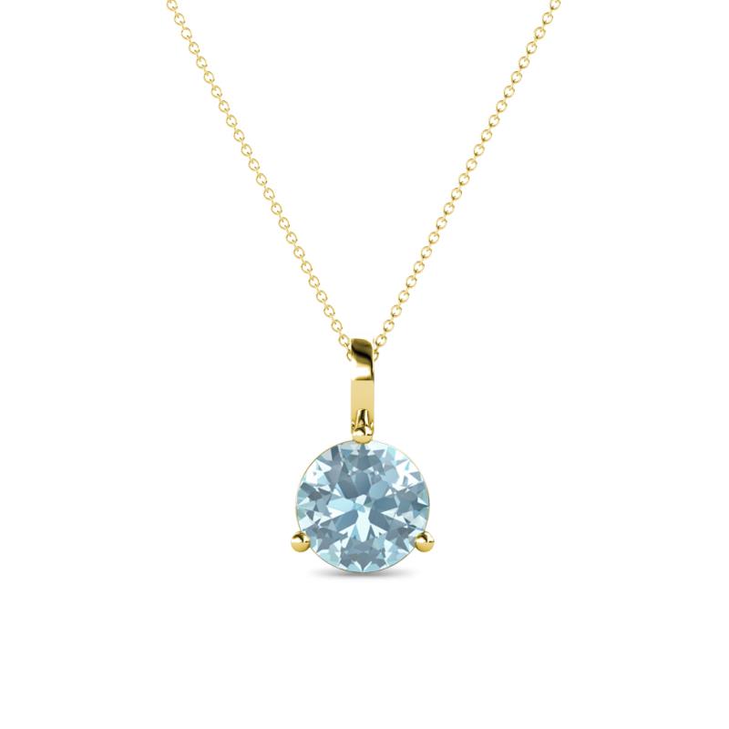 Sheryl 6.50 mm Aquamarine Solitaire Pendant 