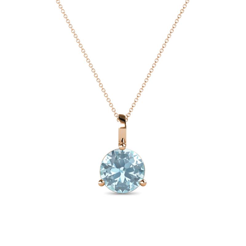 Sheryl 6.50 mm Aquamarine Solitaire Pendant 