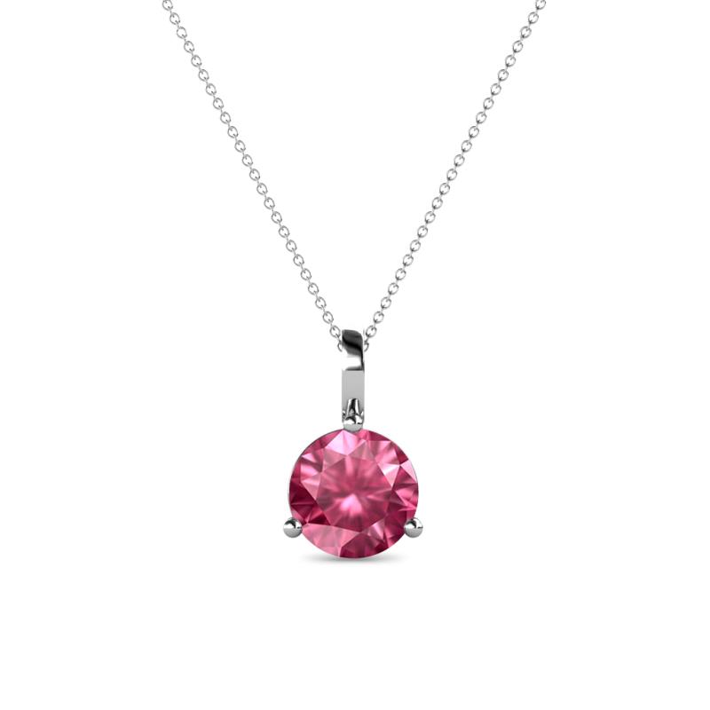 Sheryl Pink Tourmaline Solitaire Pendant Round Pink Tourmaline ct Prong Womens Solitaire Pendant Necklace K White GoldIncluded Inches K White Gold Chain