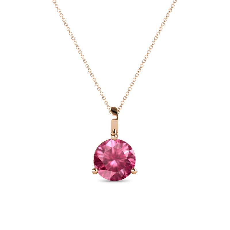 Sheryl 6.50 mm Pink Tourmaline Solitaire Pendant 