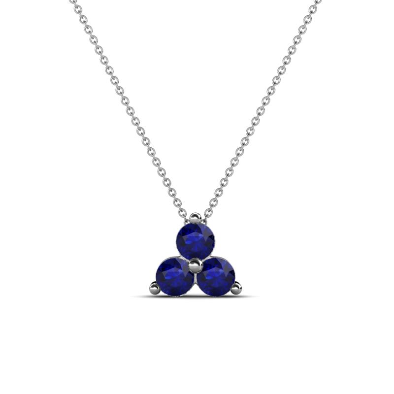 Emma 0.32 ctw (3.00 mm) Round Blue Sapphire Three Stone Pendant 