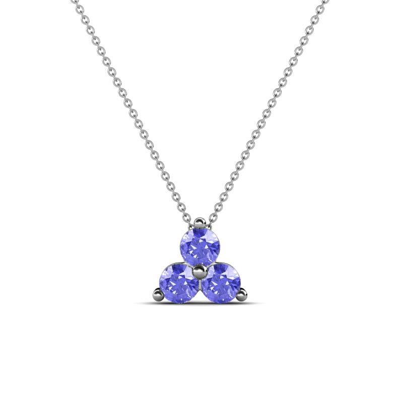 Emma 0.27 ctw (3.00 mm) Round Tanzanite Three Stone Pendant 