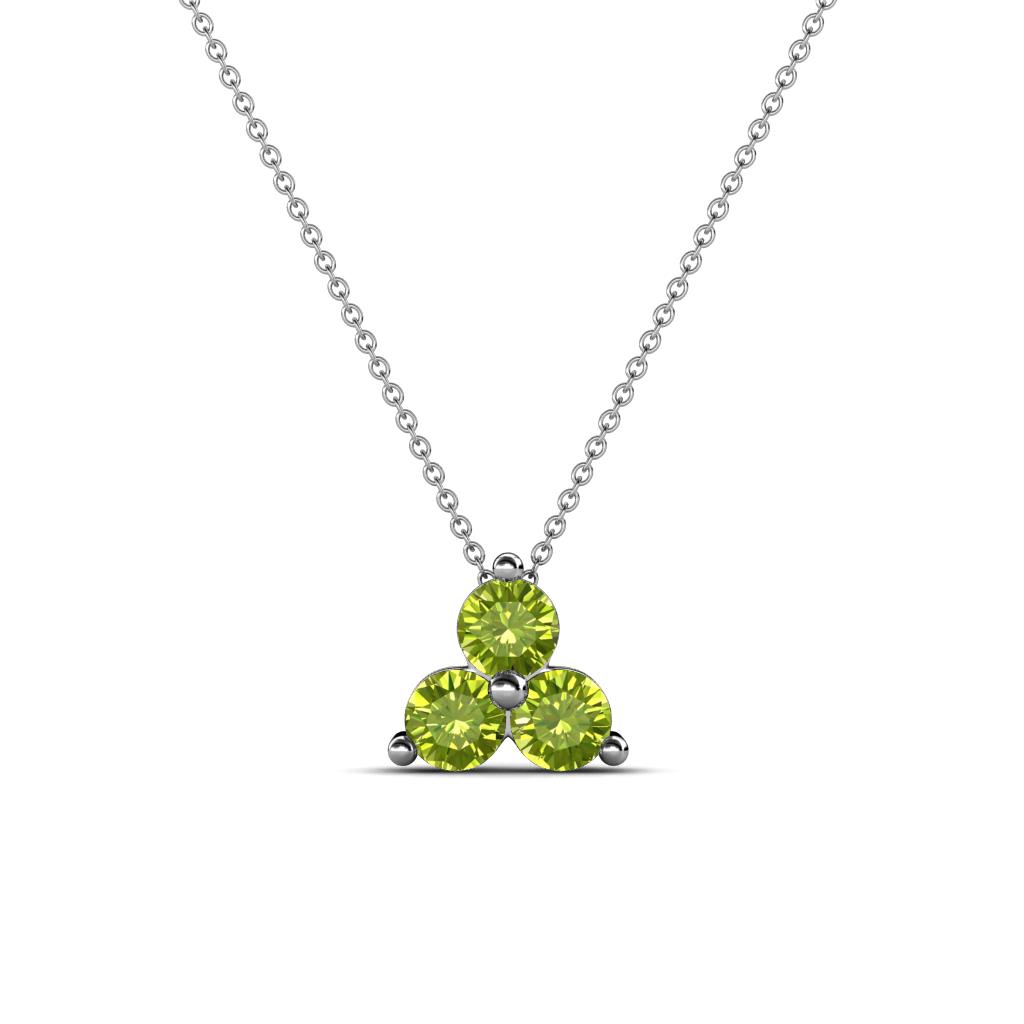 Emma 0.35 ctw (3.00 mm) Round Peridot Three Stone Pendant 