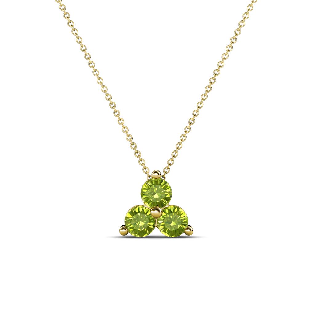 Emma 0.35 ctw (3.00 mm) Round Peridot Three Stone Pendant 