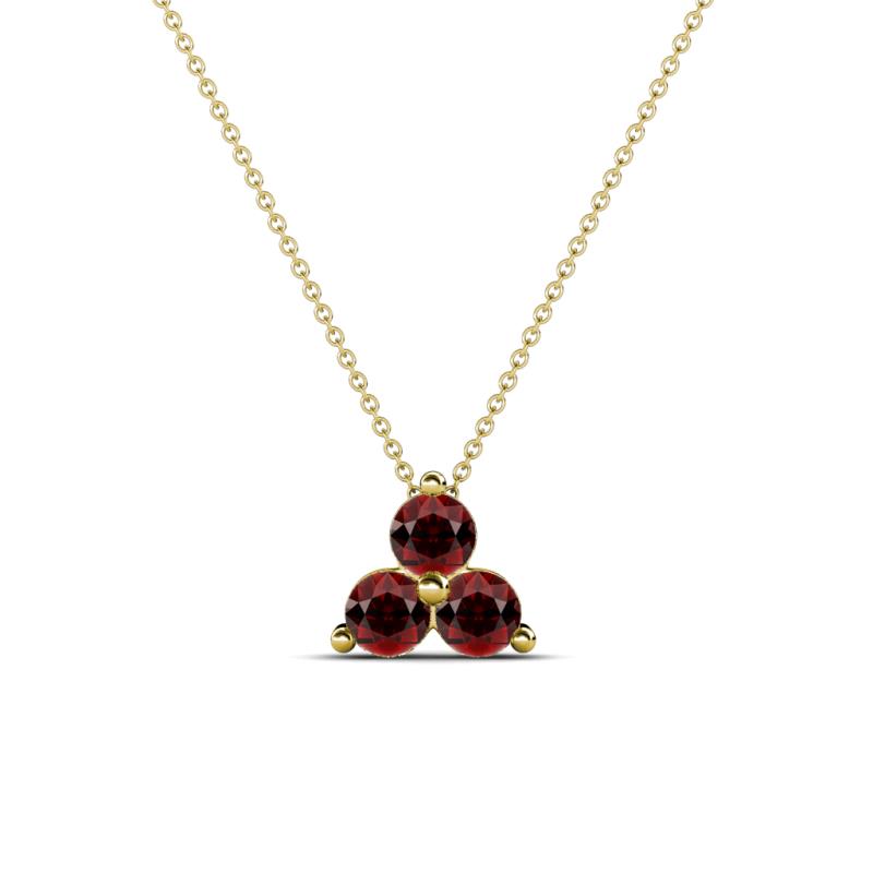 Emma 0.35 ctw (3.00 mm) Round Red Garnet Three Stone Pendant 