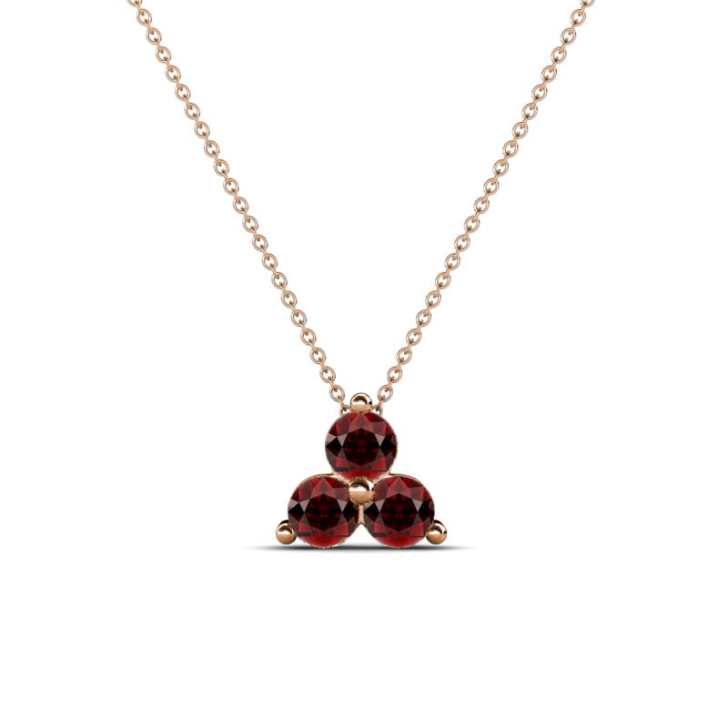 Emma 0.35 ctw (3.00 mm) Round Red Garnet Three Stone Pendant 