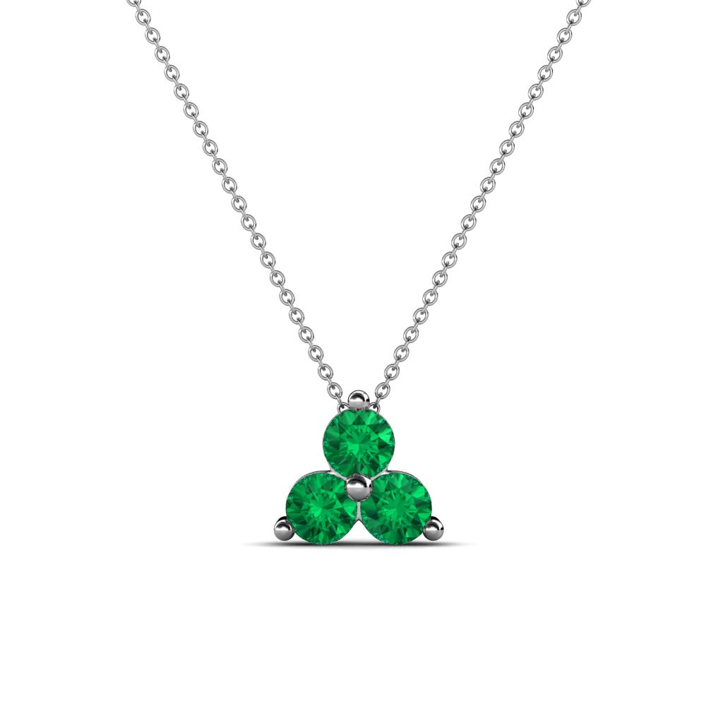 Emma 0.24 ctw (3.00 mm) Round Emerald Three Stone Pendant 