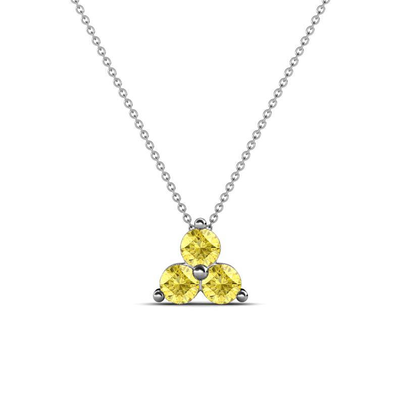 Emma 0.51 ctw (3.00 mm) Round Yellow Sapphire Three Stone Pendant 
