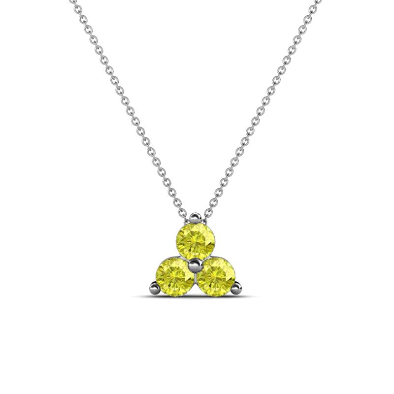 Emma 0.30 ctw (3.00 mm) Round Yellow Diamond Three Stone Pendant 