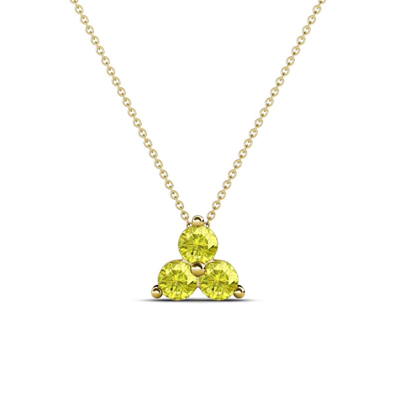 Emma 0.30 ctw (3.00 mm) Round Yellow Diamond Three Stone Pendant 