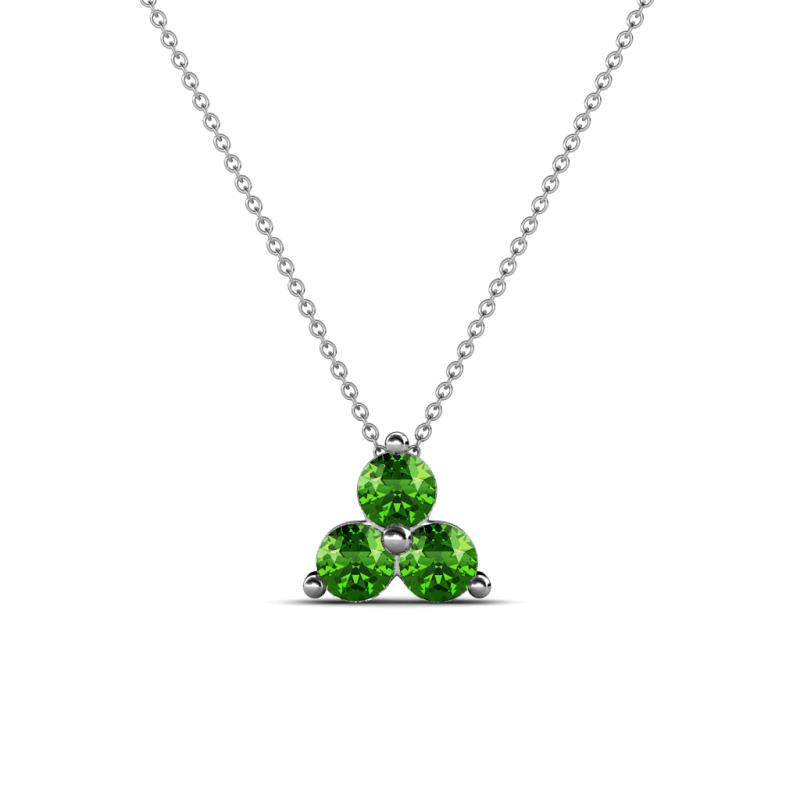 Emma 0.35 ctw (3.00 mm) Round Green Garnet Three Stone Pendant 
