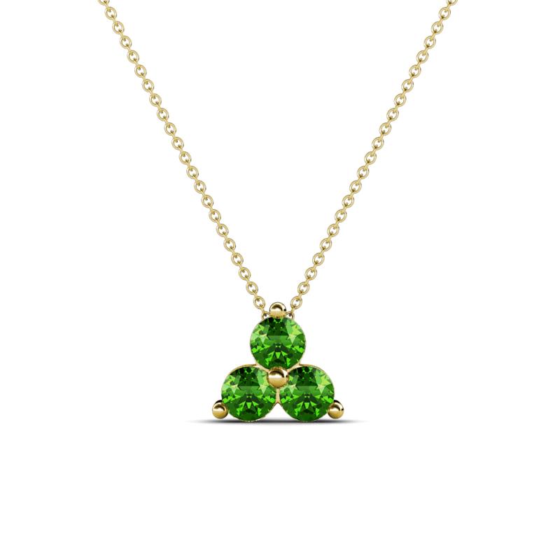 Emma 0.35 ctw (3.00 mm) Round Green Garnet Three Stone Pendant 