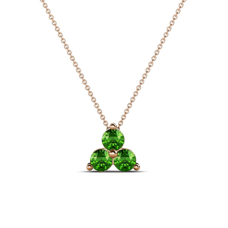 Emma 0.35 ctw (3.00 mm) Round Green Garnet Three Stone Pendant 
