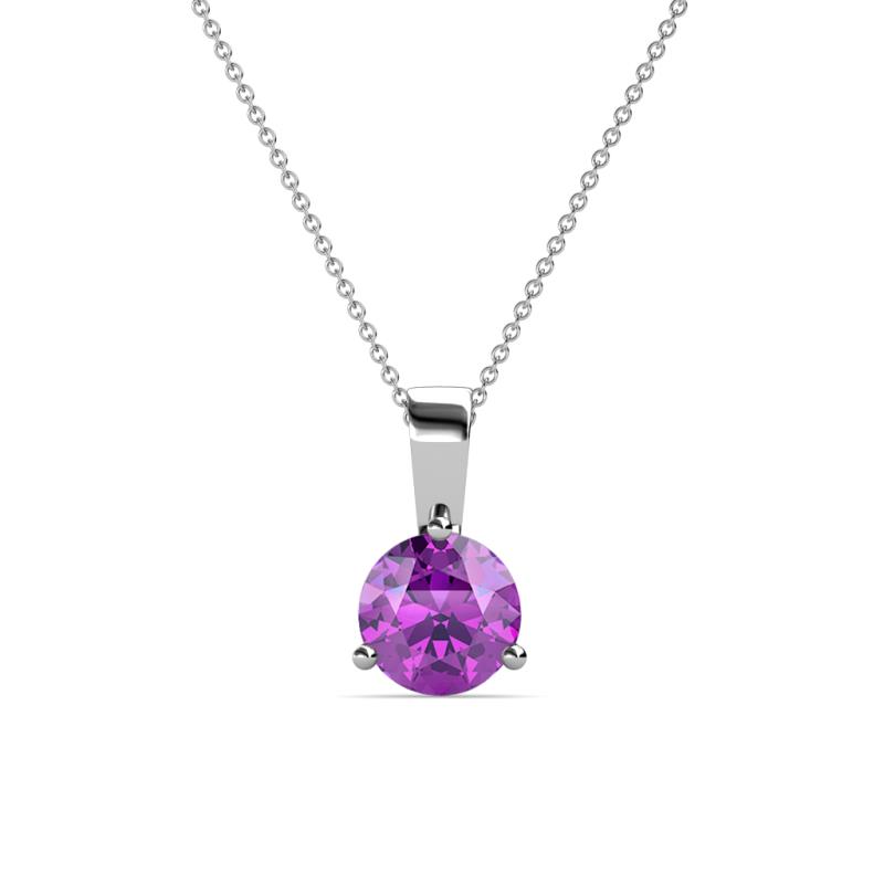 Calista Amethyst Solitaire Pendant ct Round Amethyst Prong Womens Solitaire Pendant Necklace K White GoldIncluded Inches K White Gold Chain