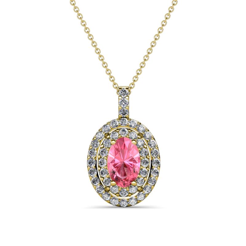 Calice Pink Tourmaline and Diamond Double Halo Pendant 